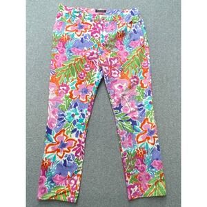 Lauren Ralph Lauren Womens Pants 12 Petite Pink Flowers‎ Cotton Coastal Summer